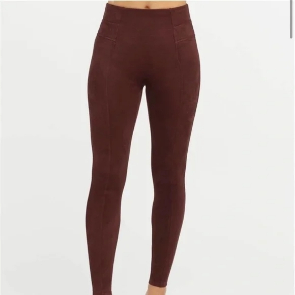 Spanx Women's Burgundy faux suede Leggings. Size XS. NWT